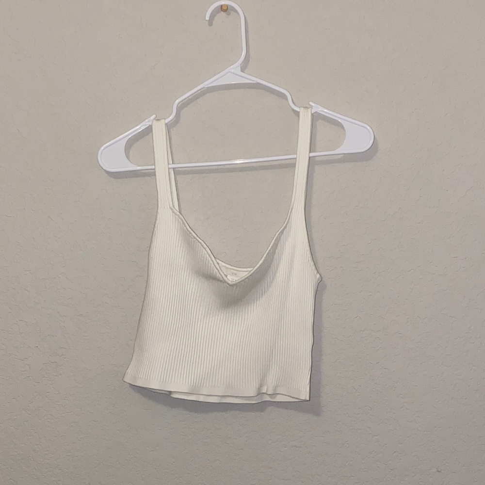 H&M White Ribbed Crop Top